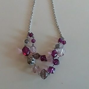 Purple bead layered necklace